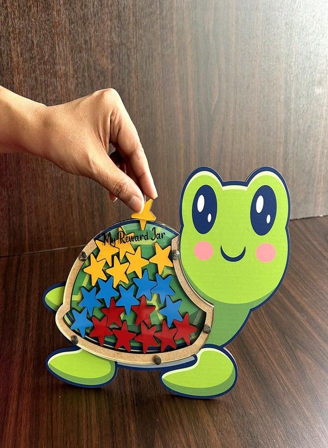 The Rosette Imprint Reward Jar for Kids | Star & Smiley Token System | Reward for Kids Behaviour | Reward Stars | Daily Chores Tracker | Positive Reinforcement Tool | Turtle Design - Image 2